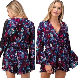Floral Fashion 1 pc Romper flutter shorts lace M